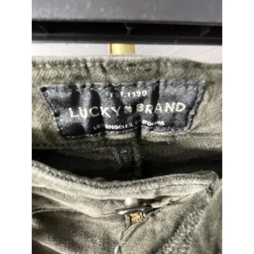 Lucky Brand Jeans Women's 00/24 Olive Green Velvet Ava Super Skinny Retro Y2K